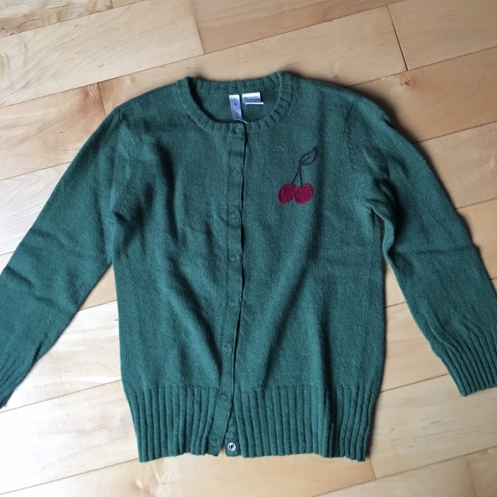 Twiggy London retro Green Cherry angora Cardigan